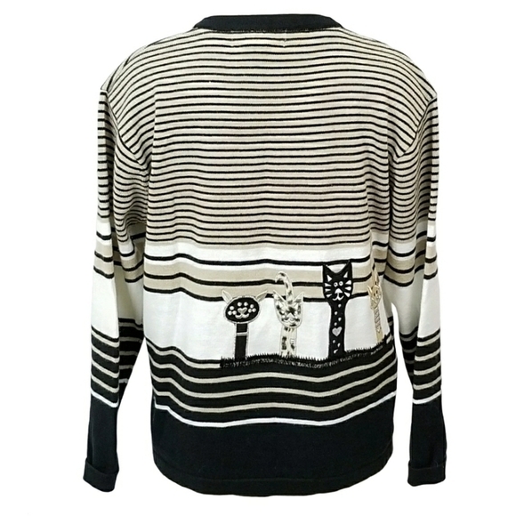 VINTAGE knit Kitten / cat lady Cardigan sweater - Picture 2 of 8